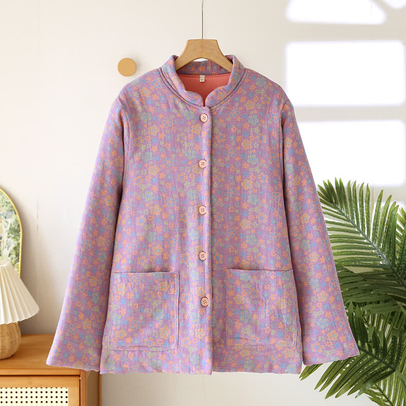 Button-down-Pyjamaoberteil aus reiner Baumwolle im Pastoralstil