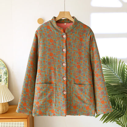Button-down-Pyjamaoberteil aus reiner Baumwolle im Pastoralstil