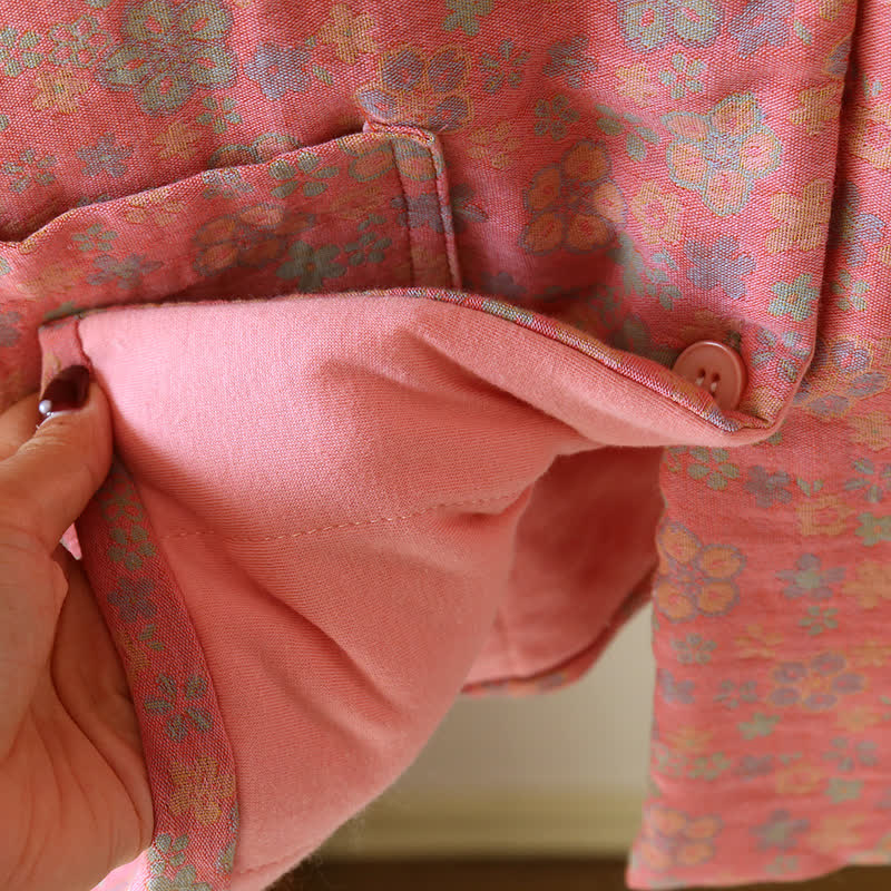 Button-down-Pyjamaoberteil aus reiner Baumwolle im Pastoralstil