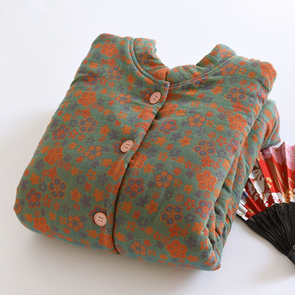 Button-down-Pyjamaoberteil aus reiner Baumwolle im Pastoralstil