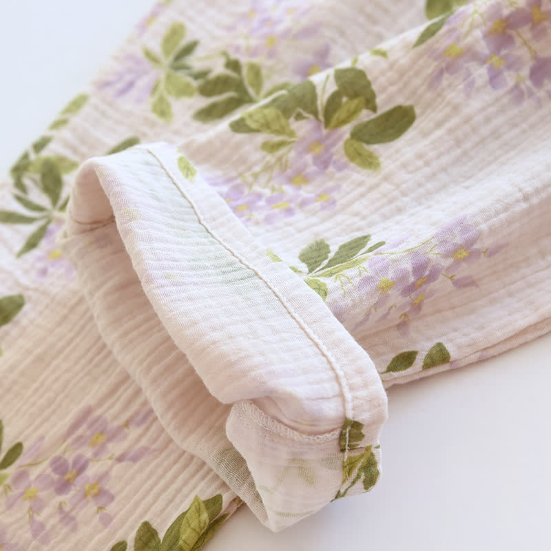 Bequemes Pyjama-Set aus Baumwollgaze mit langen Ärmeln