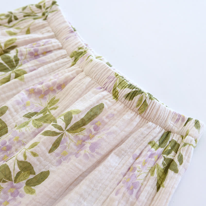 Bequemes Pyjama-Set aus Baumwollgaze mit langen Ärmeln