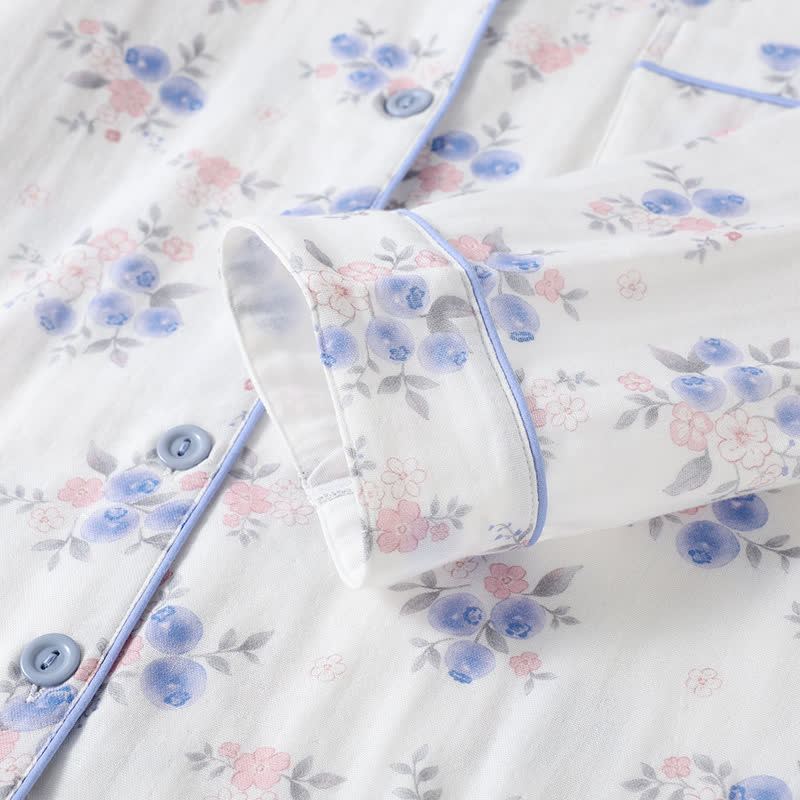 Blaubeer-Pyjama-Set aus Baumwollgaze
