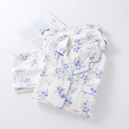 Blaubeer-Pyjama-Set aus Baumwollgaze