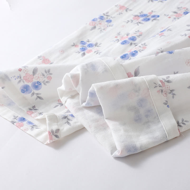 Blaubeer-Pyjama-Set aus Baumwollgaze