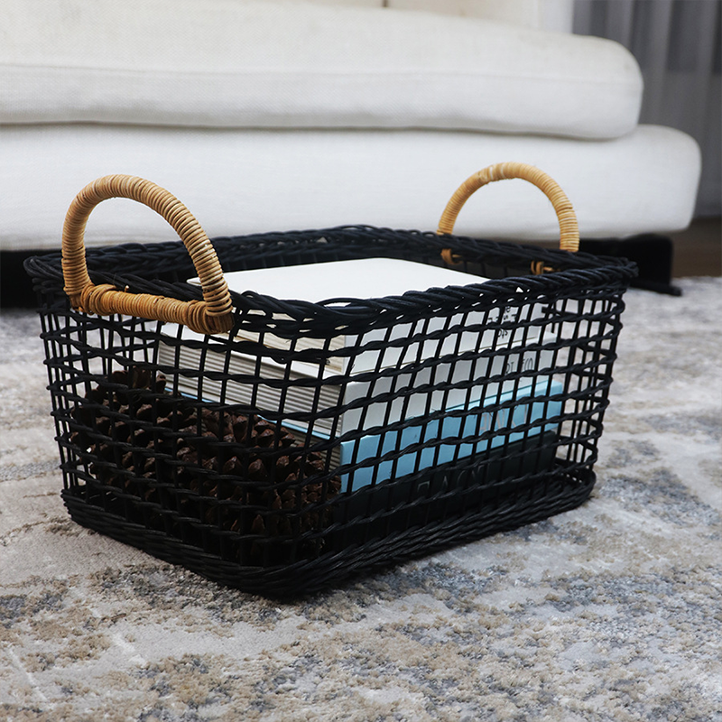 Aufbewahrungskorb aus geflochtenem Rattan mit hohlem Griff