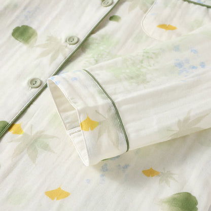 Pyjama-Set aus Baumwollgaze mit „Rural Leaf“-Print