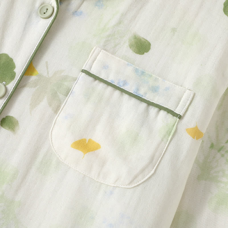 Pyjama-Set aus Baumwollgaze mit „Rural Leaf“-Print