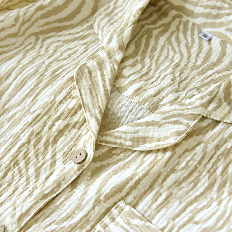 Einfaches Pyjama-Set aus gewellter Baumwollgaze