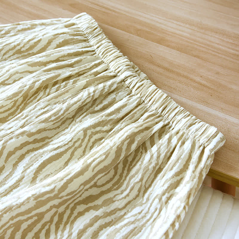 Einfaches Pyjama-Set aus gewellter Baumwollgaze