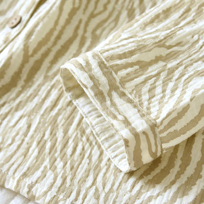 Einfaches Pyjama-Set aus gewellter Baumwollgaze