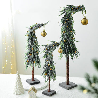 Weihnachtsdeko für den Schreibtisch mit krummen Hals