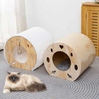 Katzenhaus aus Holz in Raumkapselform