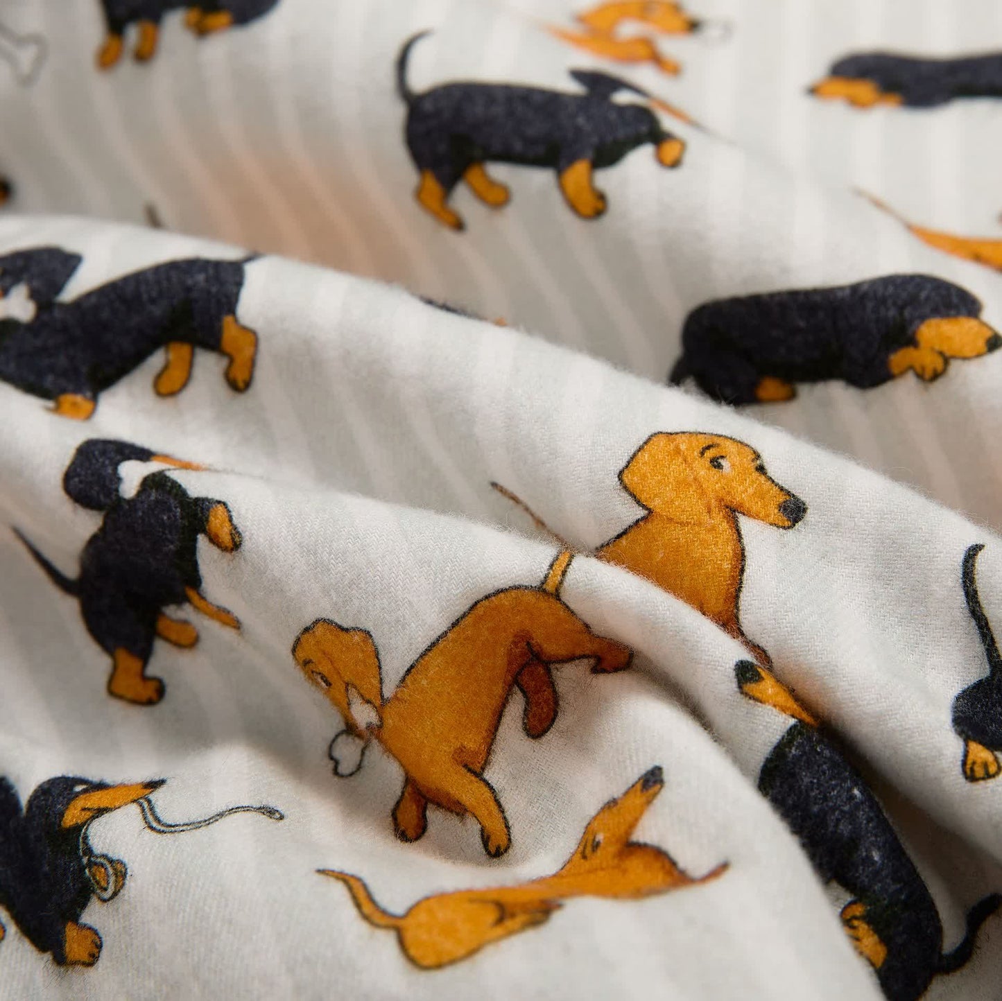 Paar-Pyjama-Set aus gebürsteter Baumwolle mit Dackelmotiv