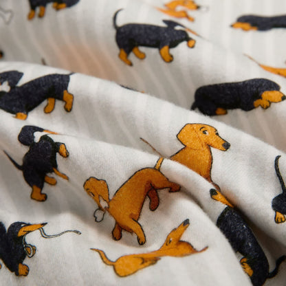 Paar-Pyjama-Set aus gebürsteter Baumwolle mit Dackelmotiv