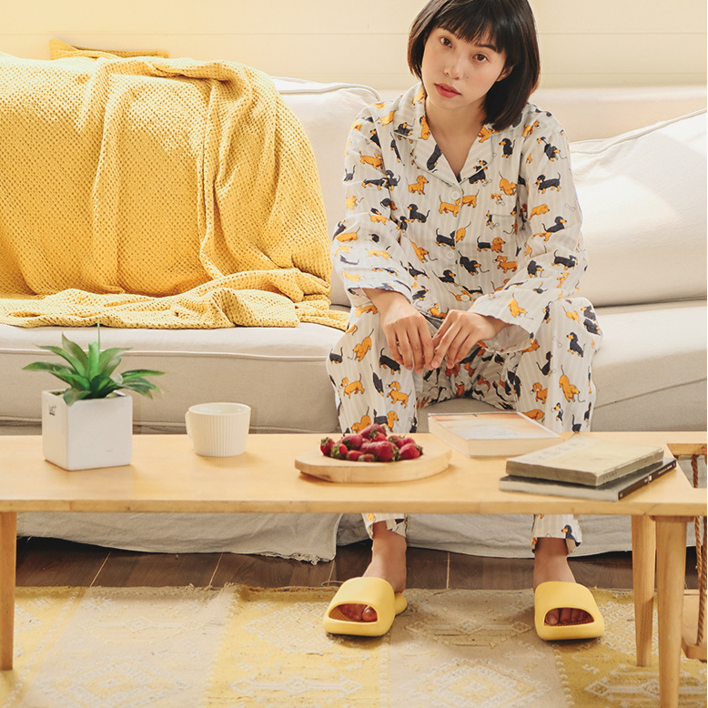 Paar-Pyjama-Set aus gebürsteter Baumwolle mit Dackelmotiv