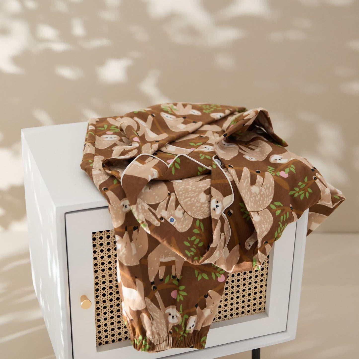 Verdicktes süßes Faultier-Pyjama-Set aus Baumwolle