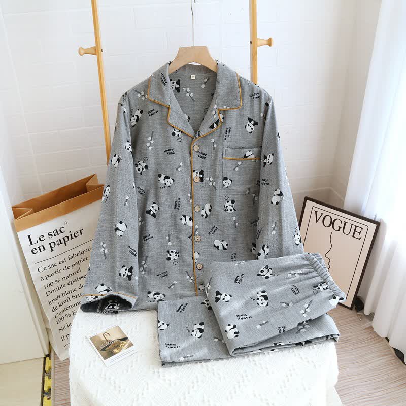Süßes Pyjama-Set aus Baumwolle mit Panda-Motiv