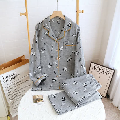 Süßes Pyjama-Set aus Baumwolle mit Panda-Motiv