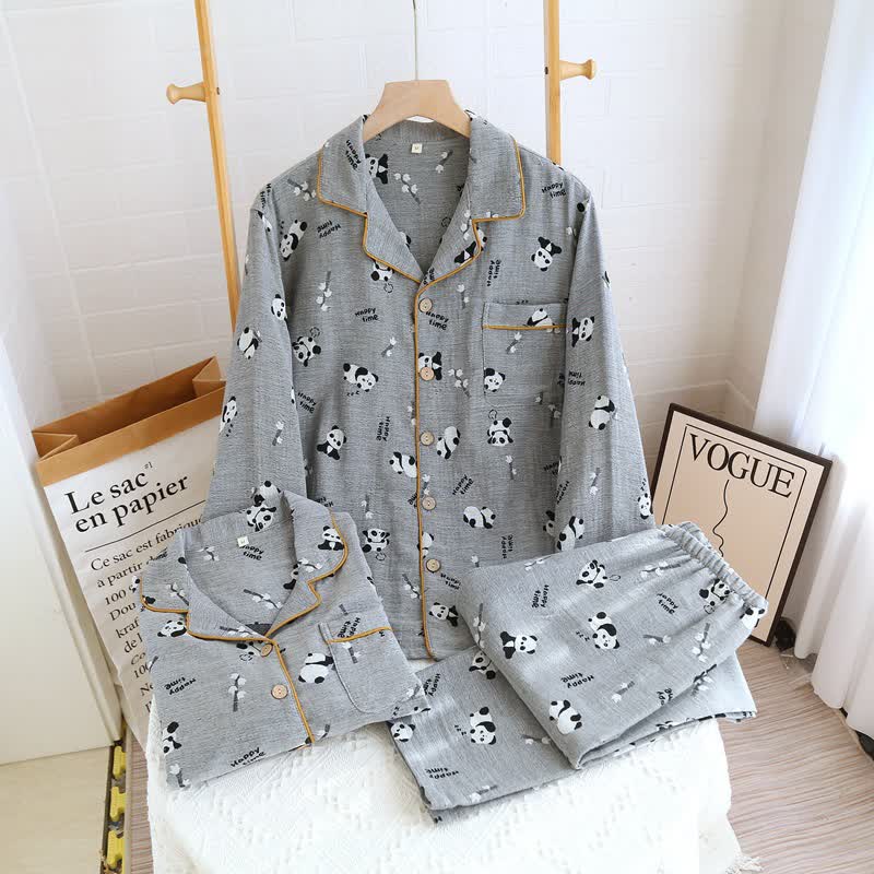 Süßes Pyjama-Set aus Baumwolle mit Panda-Motiv
