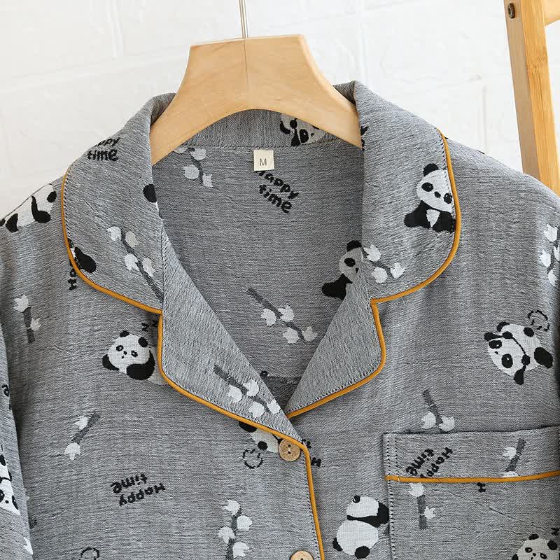 Süßes Pyjama-Set aus Baumwolle mit Panda-Motiv