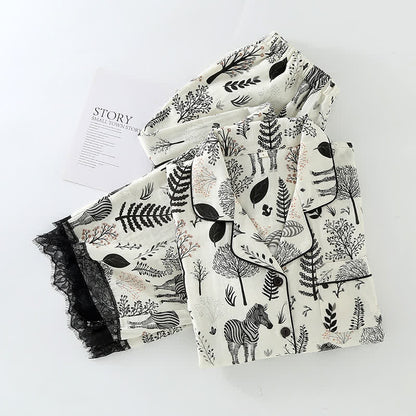 Pyjama-Set aus Baumwollgaze mit Zebra-Muster