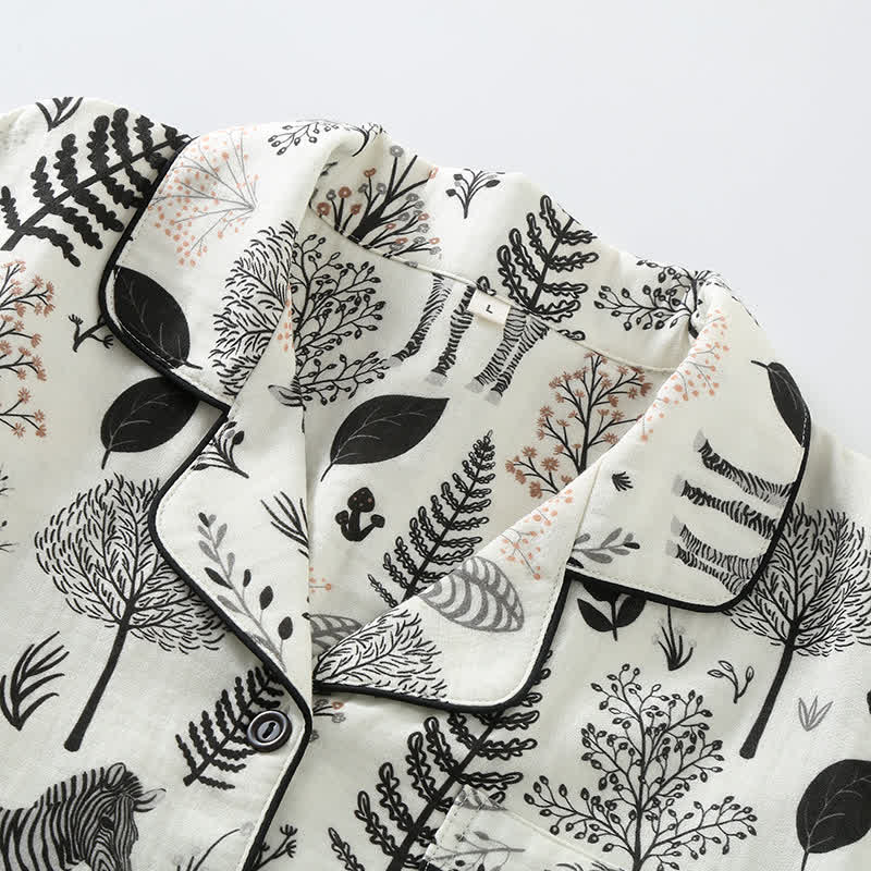 Pyjama-Set aus Baumwollgaze mit Zebra-Muster