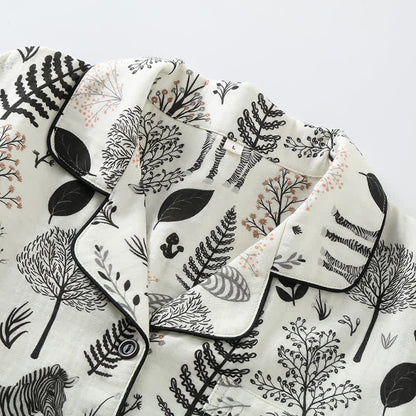 Pyjama-Set aus Baumwollgaze mit Zebra-Muster