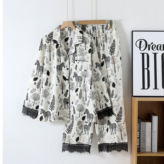 Pyjama-Set aus Baumwollgaze mit Zebra-Muster