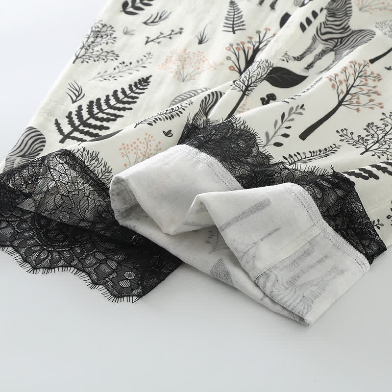 Pyjama-Set aus Baumwollgaze mit Zebra-Muster