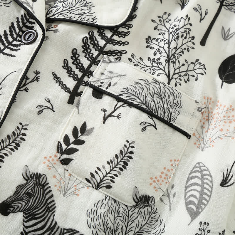 Pyjama-Set aus Baumwollgaze mit Zebra-Muster