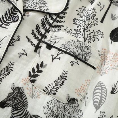 Pyjama-Set aus Baumwollgaze mit Zebra-Muster