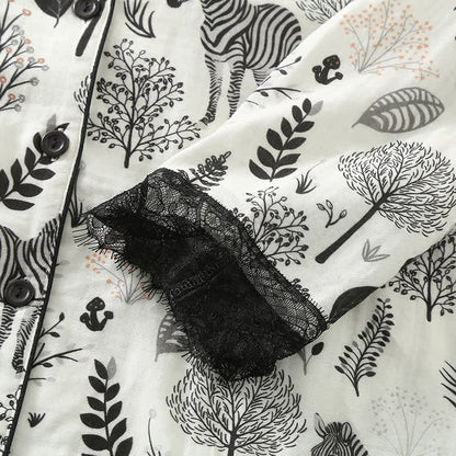 Pyjama-Set aus Baumwollgaze mit Zebra-Muster