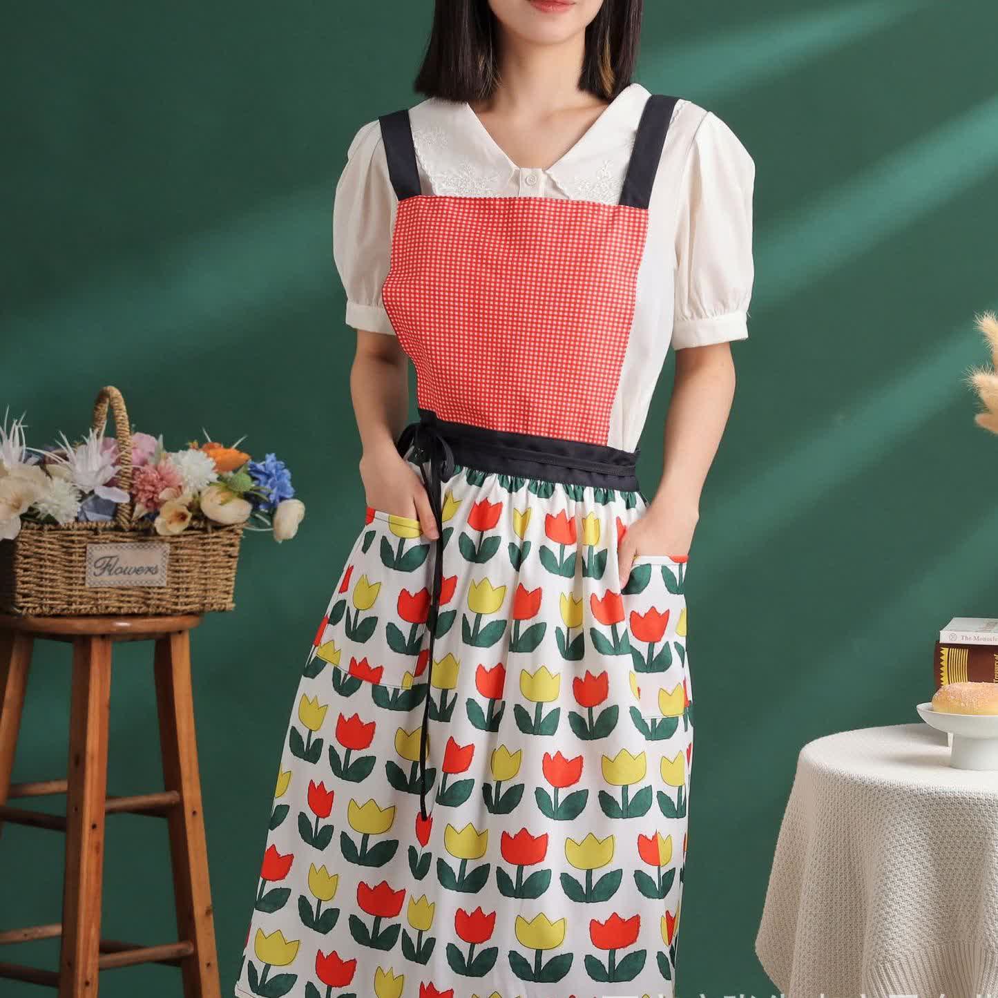 Floral Tulip Artist's Smock Gartenschürze