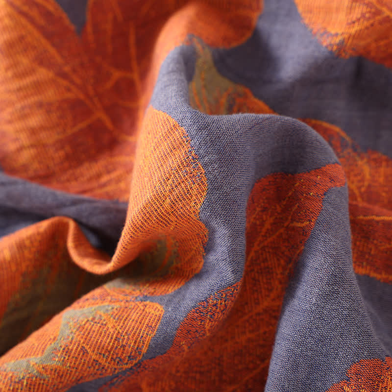Weicher Bademantel aus Baumwollgaze mit Jacquard-Blattmuster