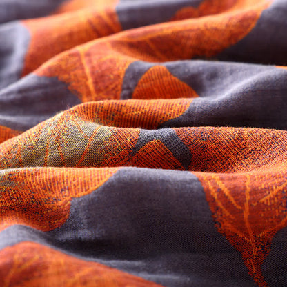Weicher Bademantel aus Baumwollgaze mit Jacquard-Blattmuster