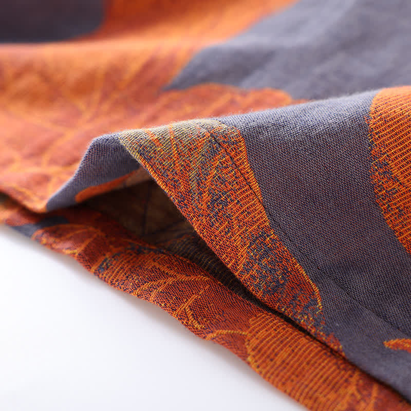Weicher Bademantel aus Baumwollgaze mit Jacquard-Blattmuster