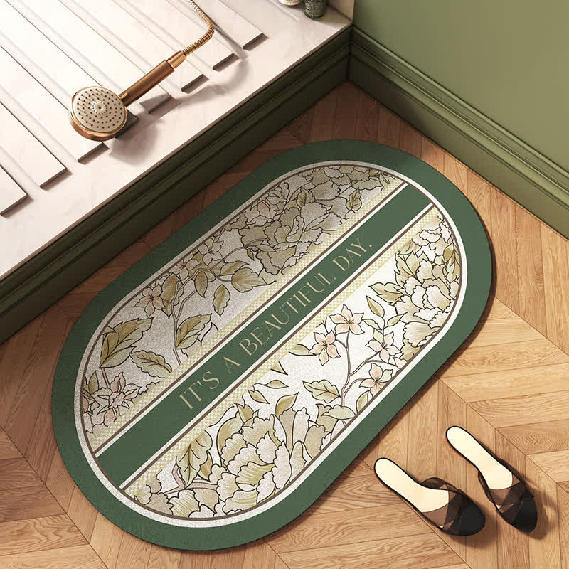 Anti-Rutsch-Badematte mit Vintage-Blumenmuster