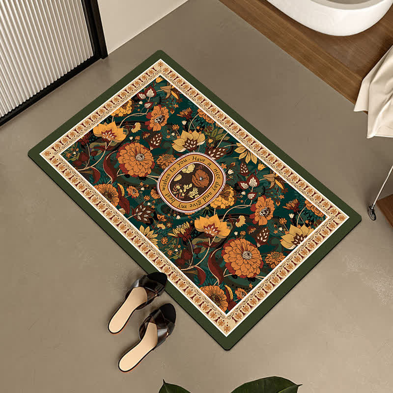 Diatom Mud Floral Anti-Rutsch-Bodenmatte mit Blumenmuster