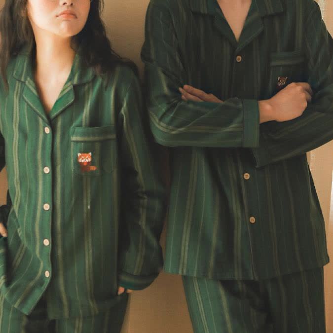 Pyjama-Set aus gebürsteter Baumwolle mit Streifen