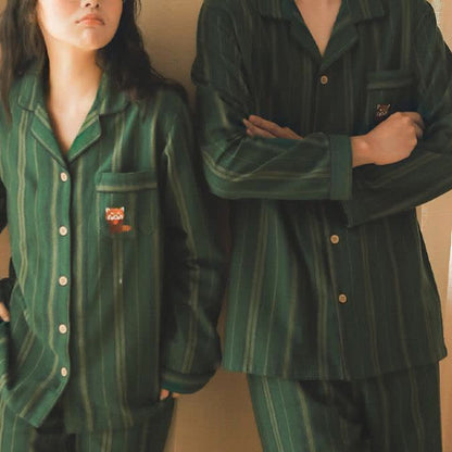 Pyjama-Set aus gebürsteter Baumwolle mit Streifen