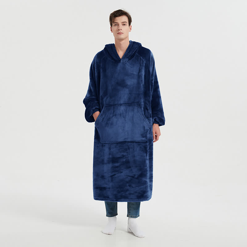 Doppelseitiges langes Nachthemd aus Flanell mit Kapuze