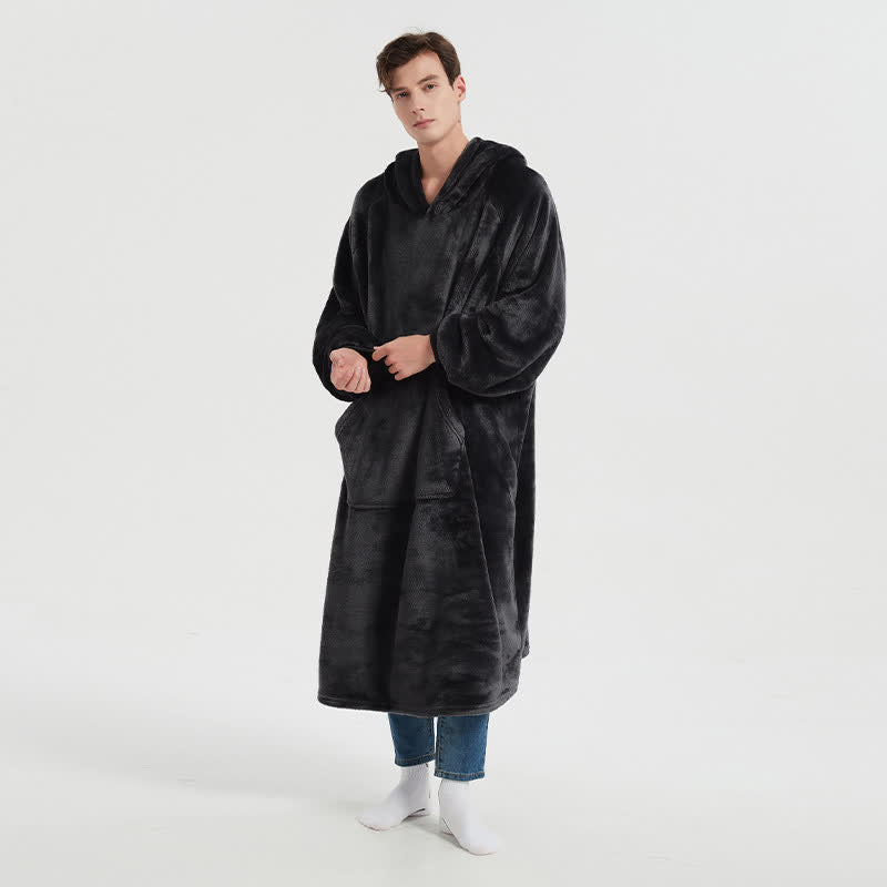 Doppelseitiges langes Nachthemd aus Flanell mit Kapuze