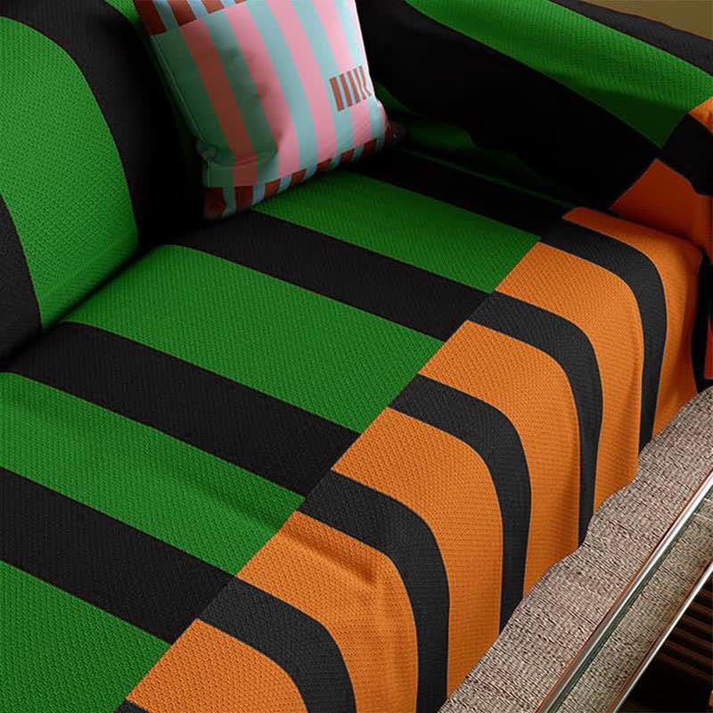 Weicher Sofabezug im Vintage-Stil mit Streifen