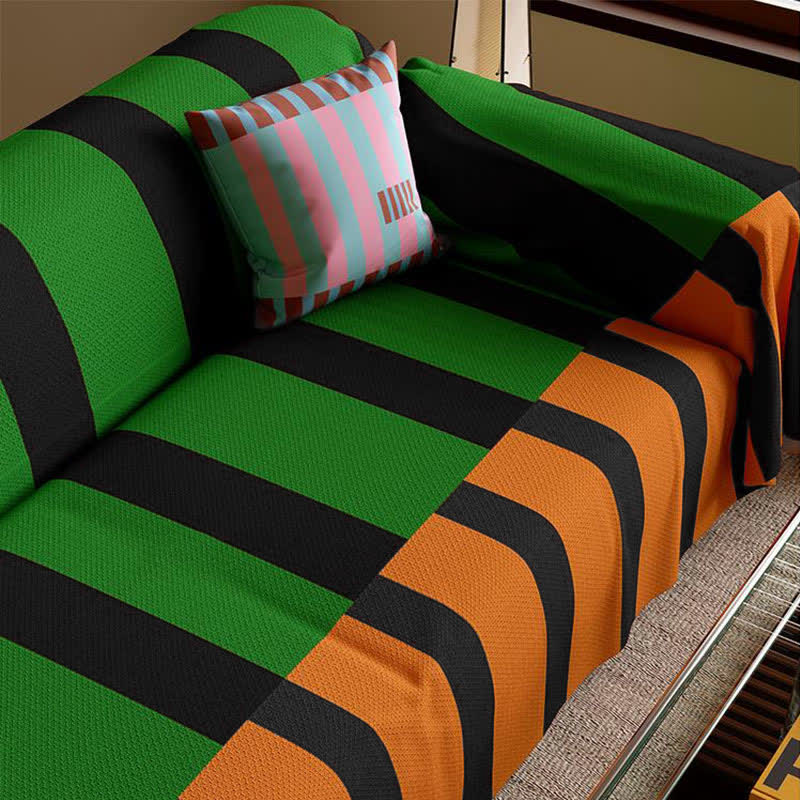 Weicher Sofabezug im Vintage-Stil mit Streifen