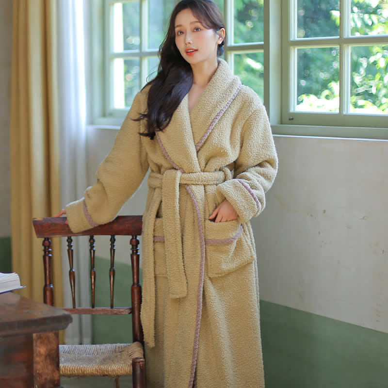 Winter Fleece Paar Revers Ausschnitt Bademantel