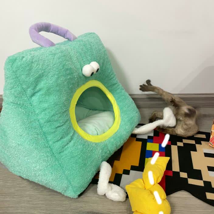Abnehmbares, waschbares, halbgeschlossenes Katzenbett