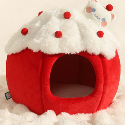 Süßes, warmes Fleece-Haustierbett für den Winter
