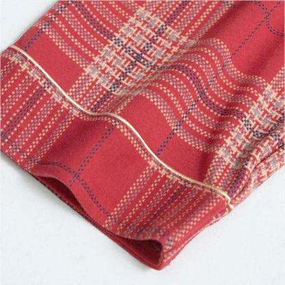 Pyjama-Set aus Baumwolle mit Gittermuster und langen Ärmeln