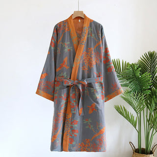 Jacquard-Bademantel im Retro-Stil aus Baumwollgaze im Pastoralstil